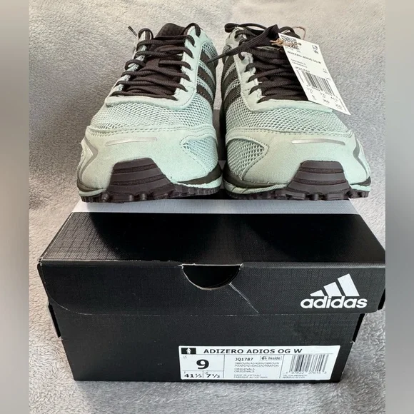 Adidas Women’s Adizero Adios OG Dark Brown Ash Green Sneaker Size 9 - Picture 3 of 9